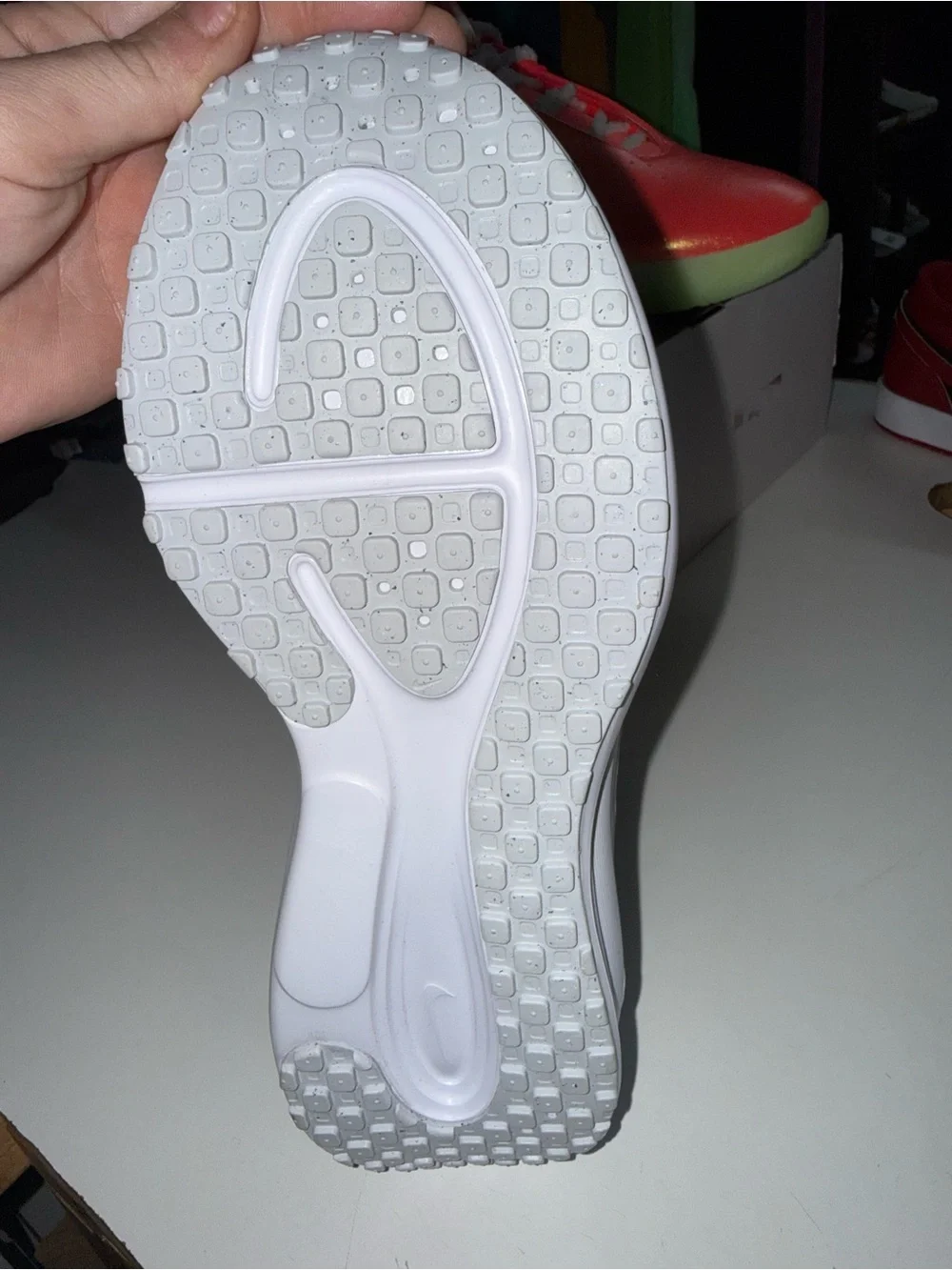 Nike Women’s White Athletic Running Shoes with Gray Swoosh